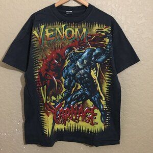 Venom Versus Carnage Mega Print T-Shirt XL Black Faded Resurreccion